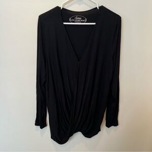 Women’s Soma Live Loungewear Black Long Sleeve V-Neck Twist Front Top XL